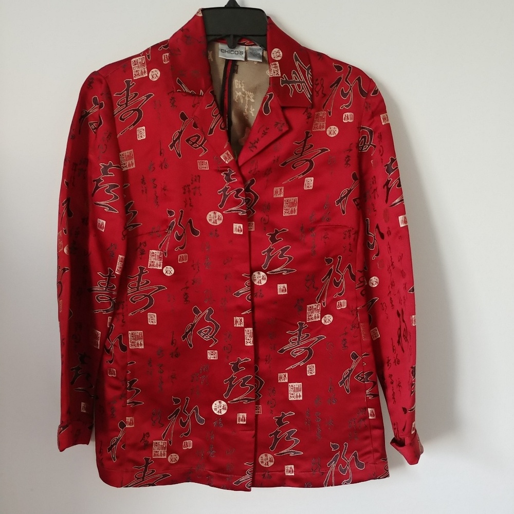 Chicos size 0 size small red oriental blouse